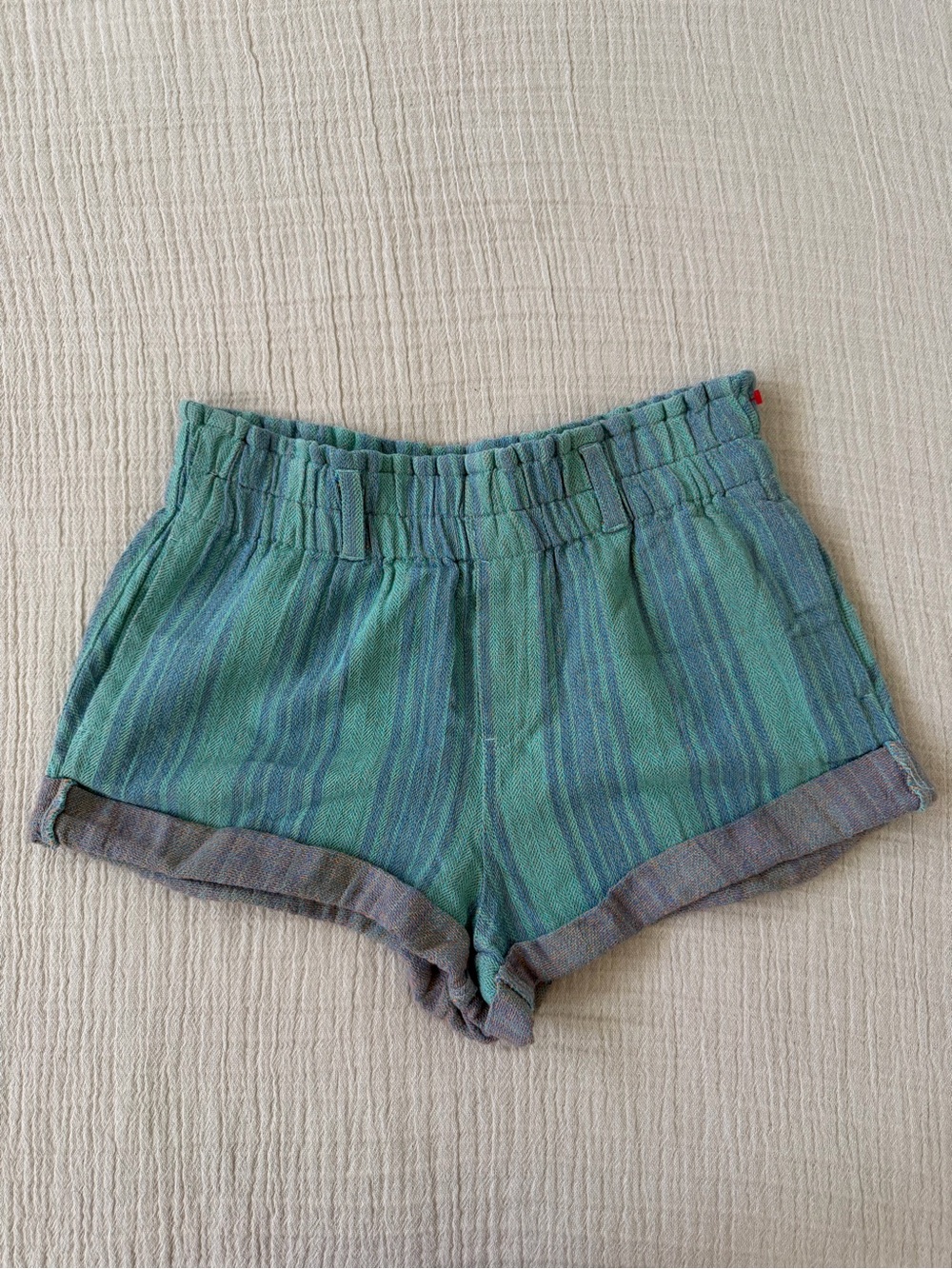 Free People Teal & Blue Striped Athletic Shorts